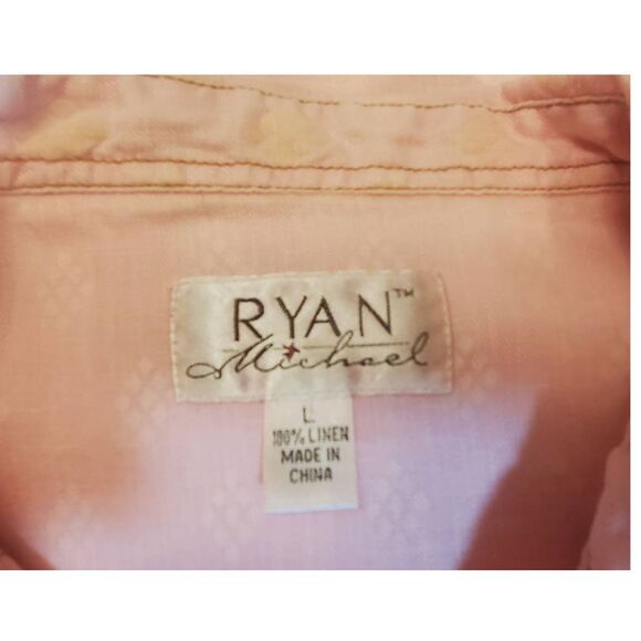 Mens Ryan Michael 100% Linen Pearl Snap Western Shirt Size L. - Picture 6 of 11